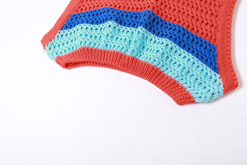 SEXY HOLLOW KNIT HIGH-WAISTED SLIM-FIT DRESS