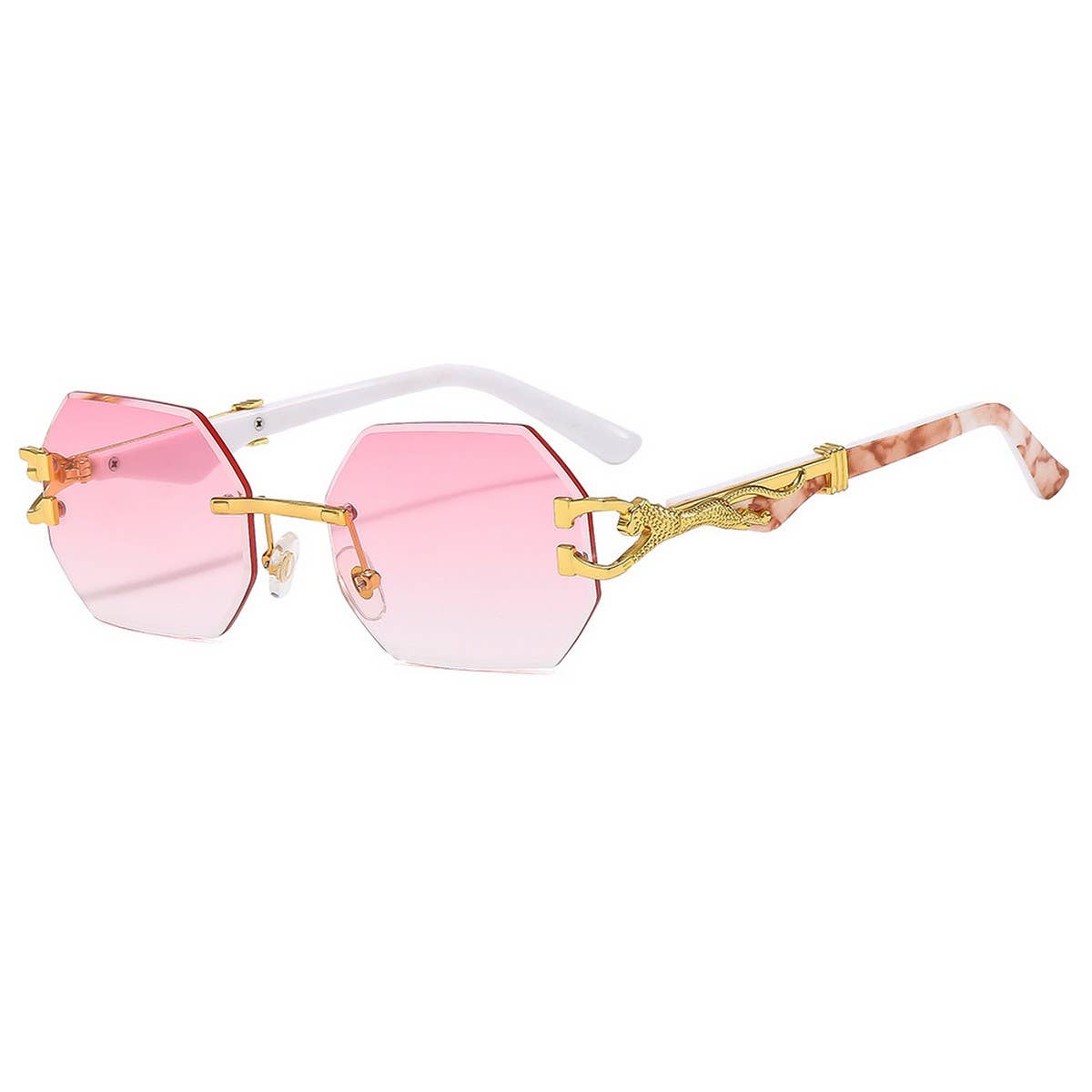 Leopard Head Rimless Cut Edge Sunglasses