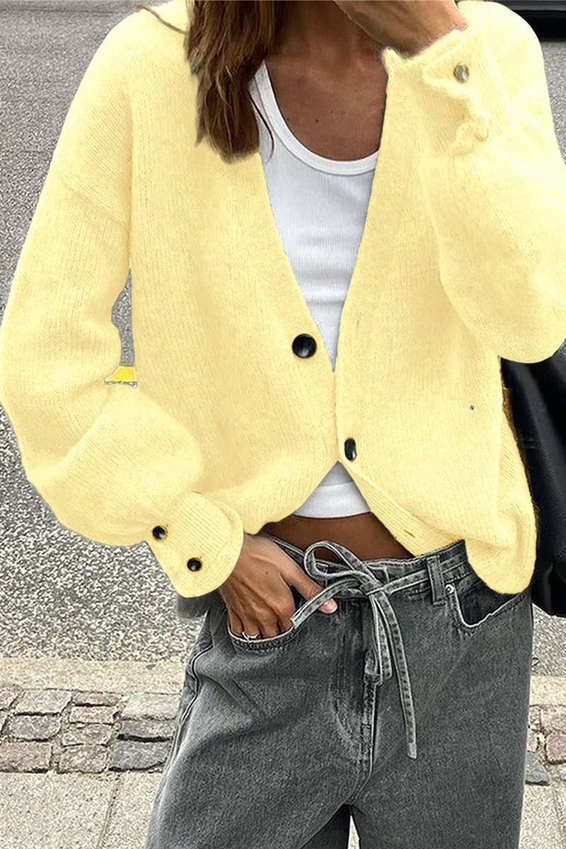 CWOCAL00769_SOLID COLOR LONG-SLEEVED KNITTED CARDIGAN