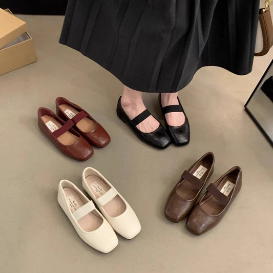 Retro Square Toe Ballet Flats for Women_CWSHF0106