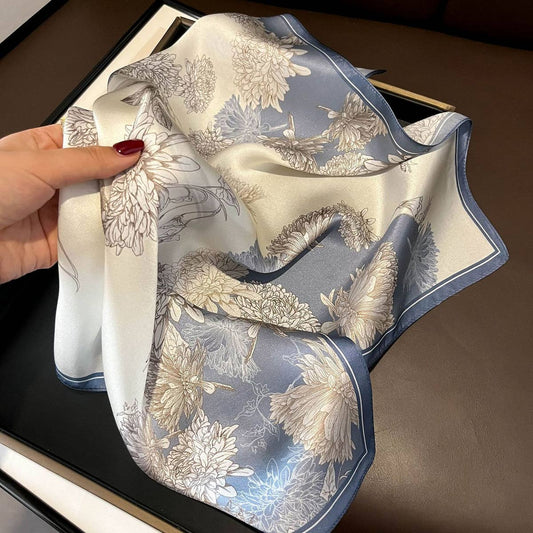 100% Mulberry Silk Square Scarf for Hair & Neck_CWASC0564