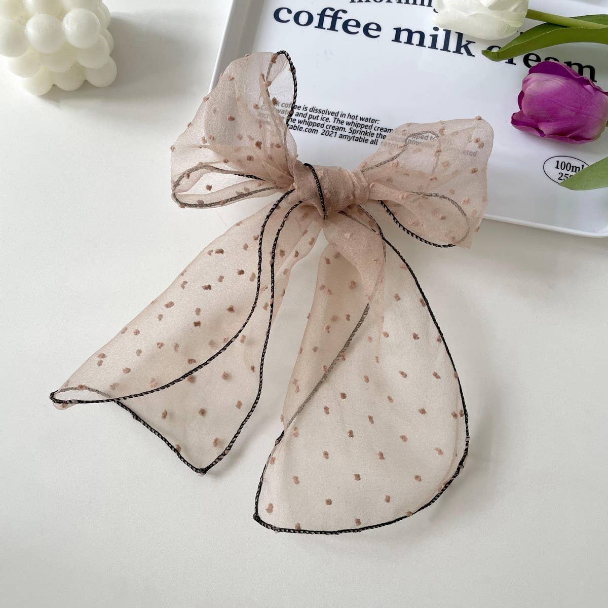 FASHIONABLE POLKA DOT BOW SCARF SCARF