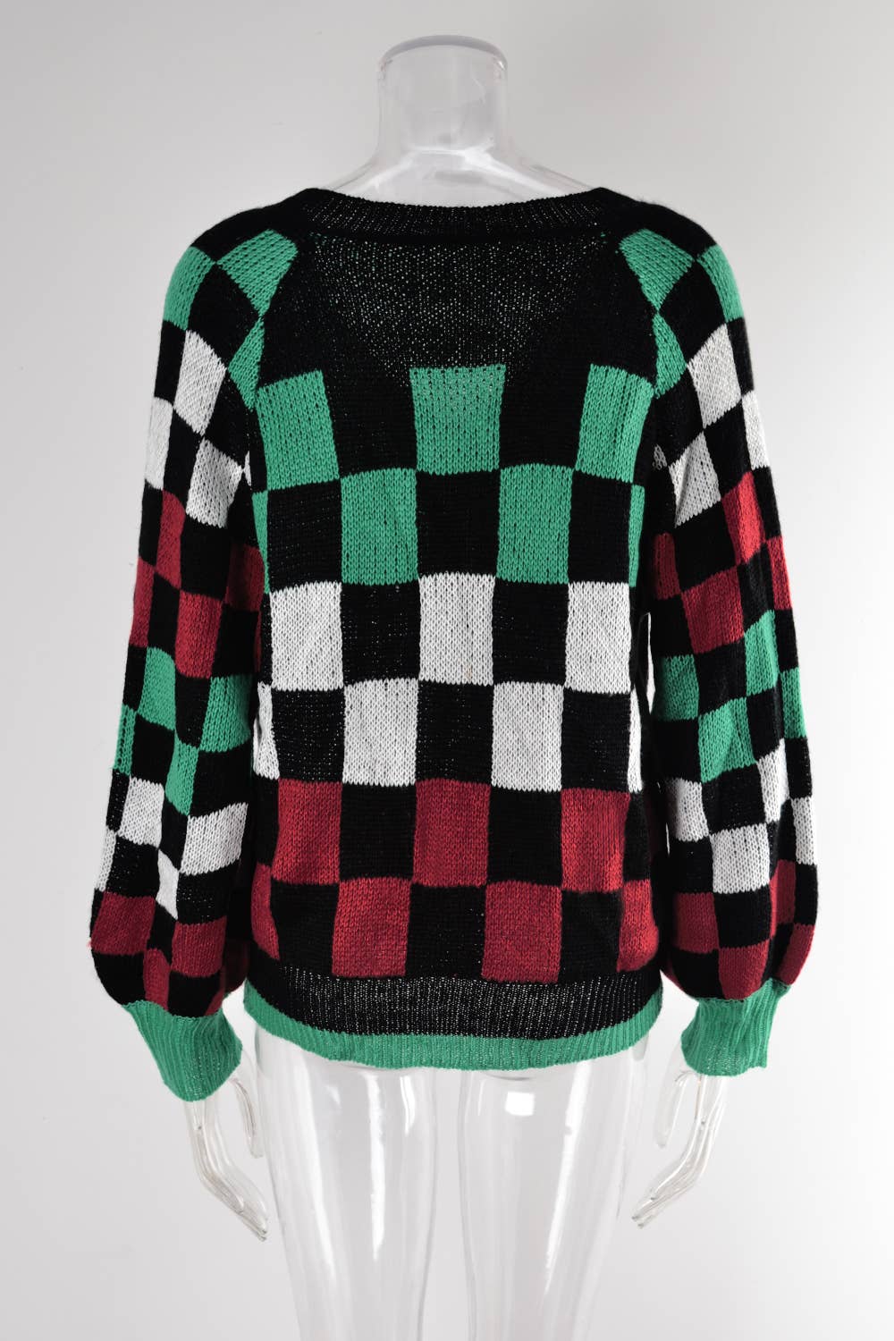 V-NECK PLAID PLUS-SIZE SWEATER PULLOVER