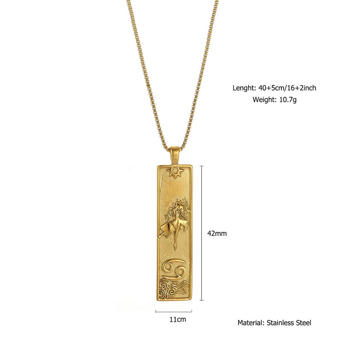 Zodiac Tag Necklace Stainless Steel Vintage Style_CWMM8868