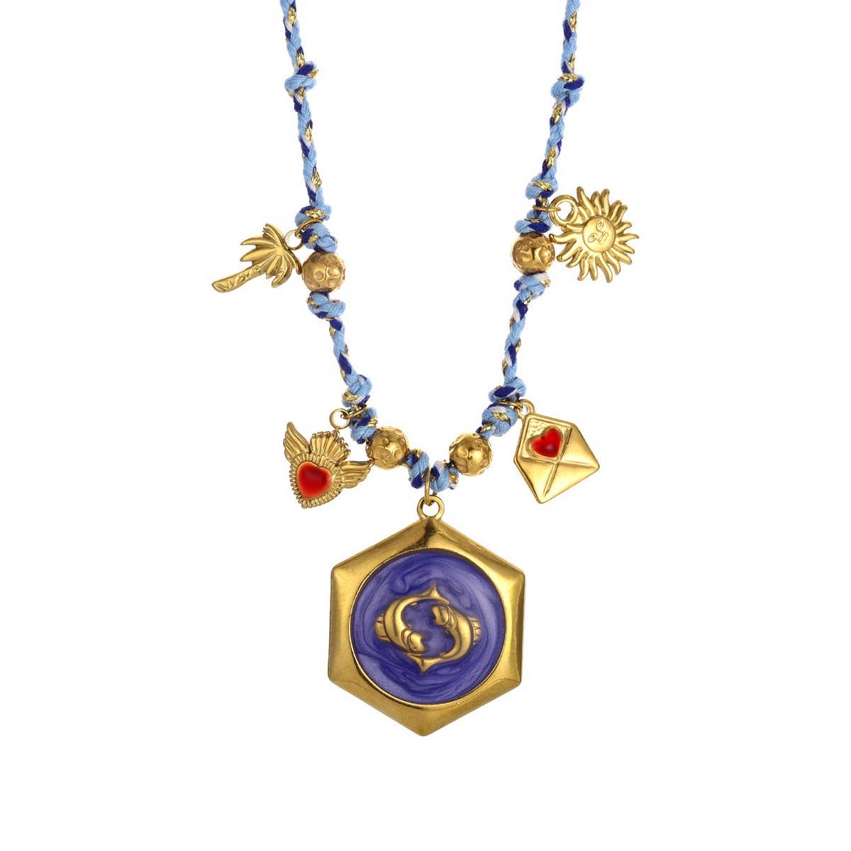 Handmade Zodiac Necklace with Enamel Charms