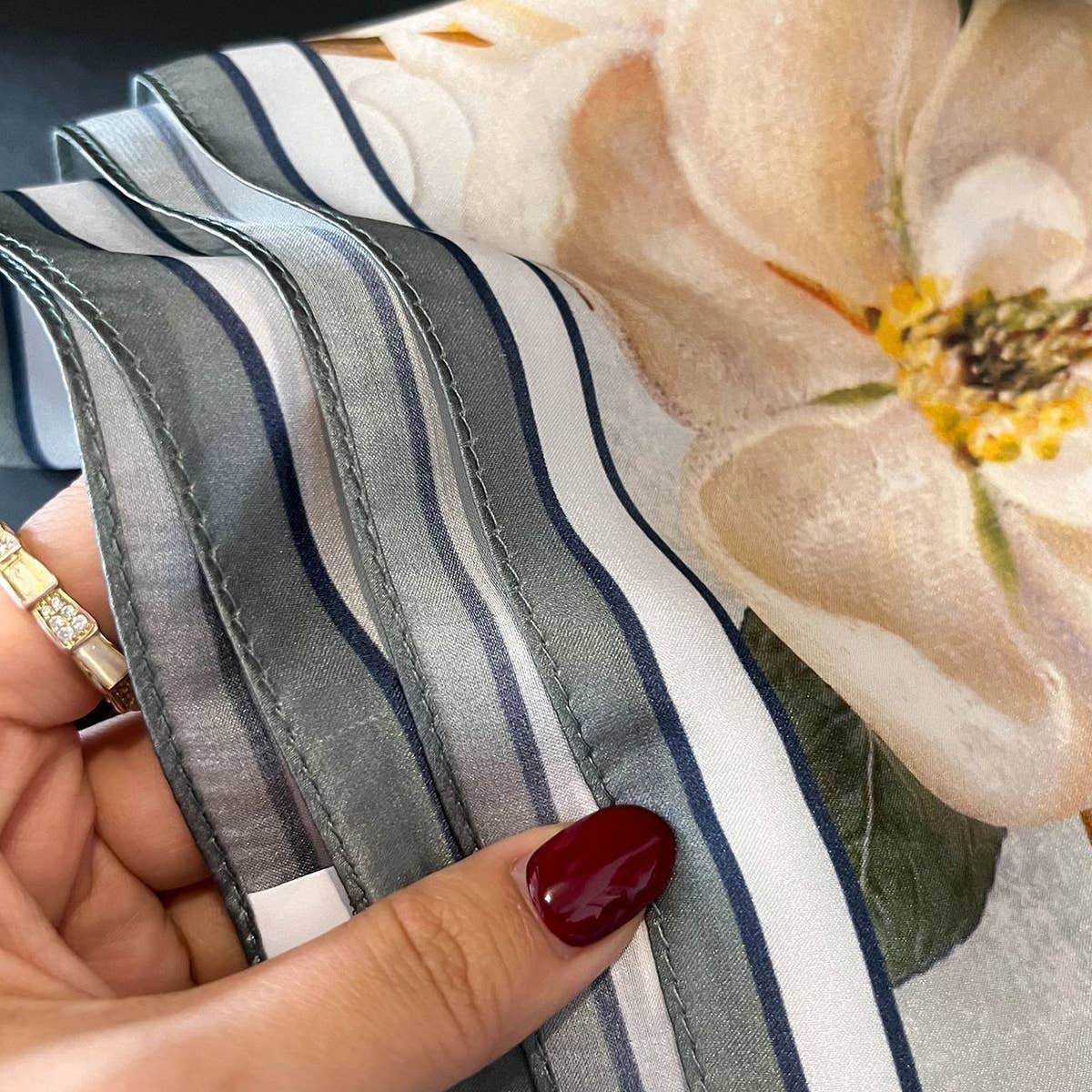 Floral Scarf - 100% Mulberry Silk Fall/Winter Wrap