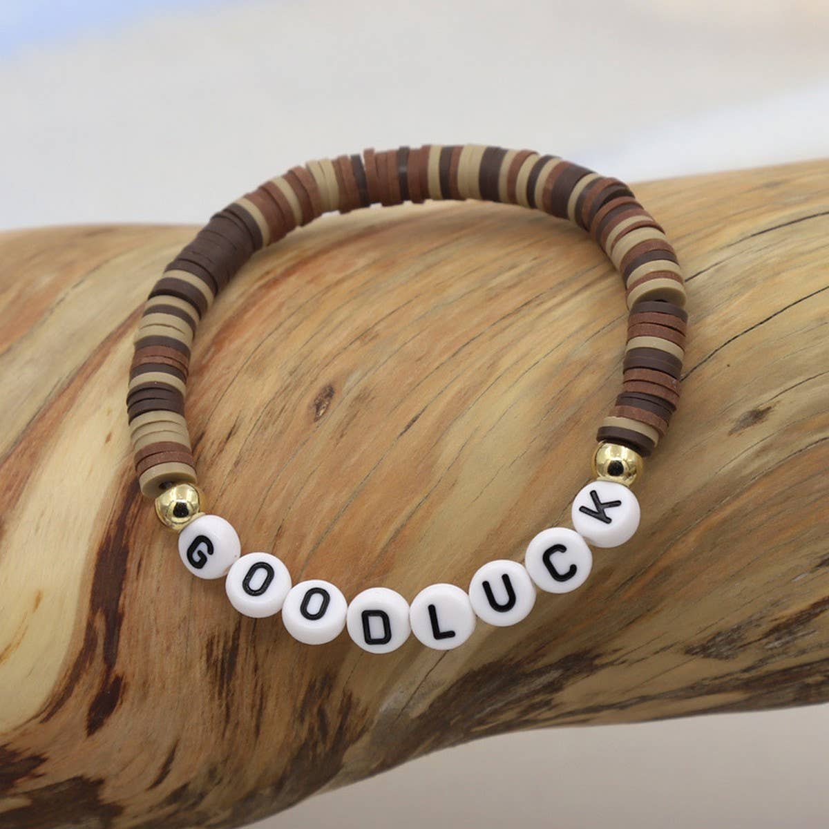 COLORFUL POLYMER CLAY LETTER BEADED BRACELET