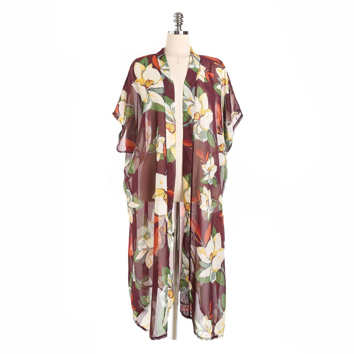 FLORAL PRINT FLOUNCE SLEEVE KIMONO