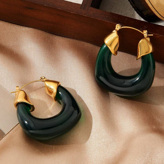 RETRO STYLE STAINLESS STEEL GOLD-PLATED EARRINGS_CWMM3657