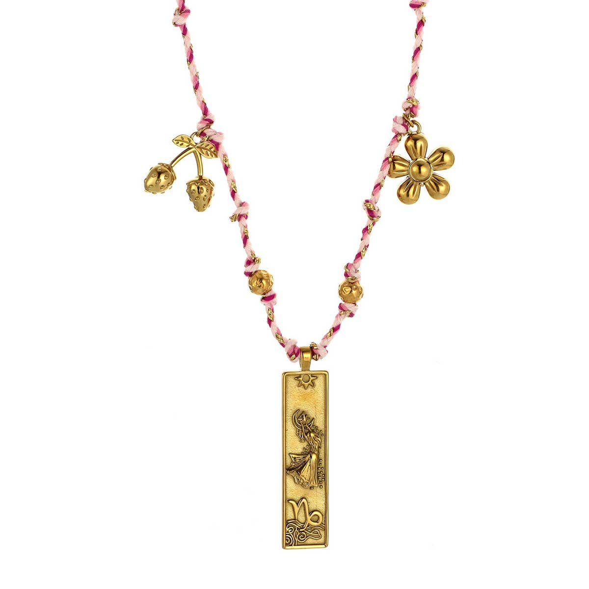 Handmade Zodiac Square Steel Cotton Necklace