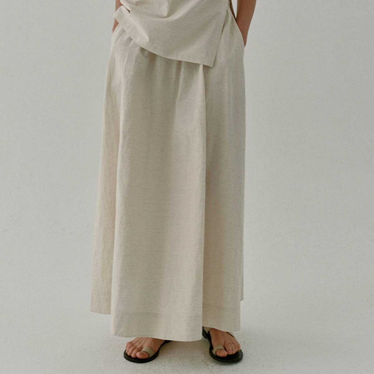 Vintage quality linen-cotton long skirt