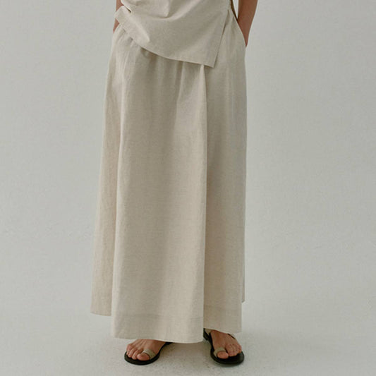 Vintage quality linen-cotton long skirt