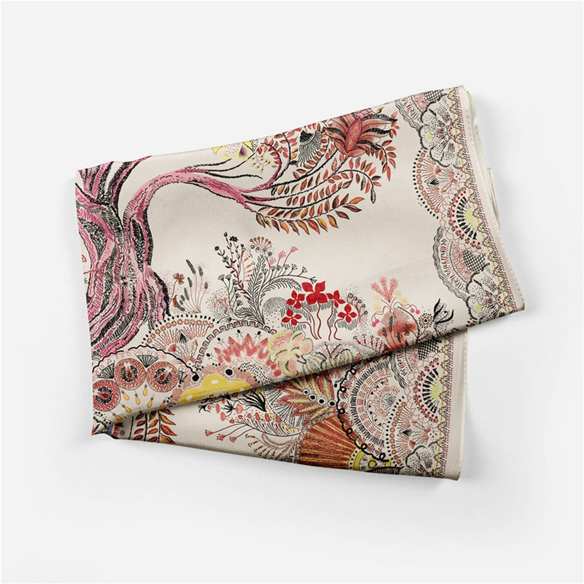 Boho Tree Print Silk Scarf - Luxurious Neck Wrap_CWASC0644