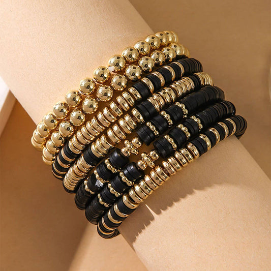 SIMPLE STACKED DISC BEAD BRACELET SET_CWMM3531