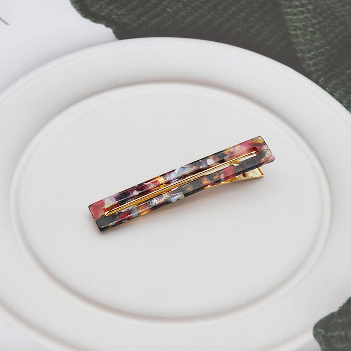 Acetate Hollow Square Hair Clip, Duckbill Bang Pin_CWAHA2624