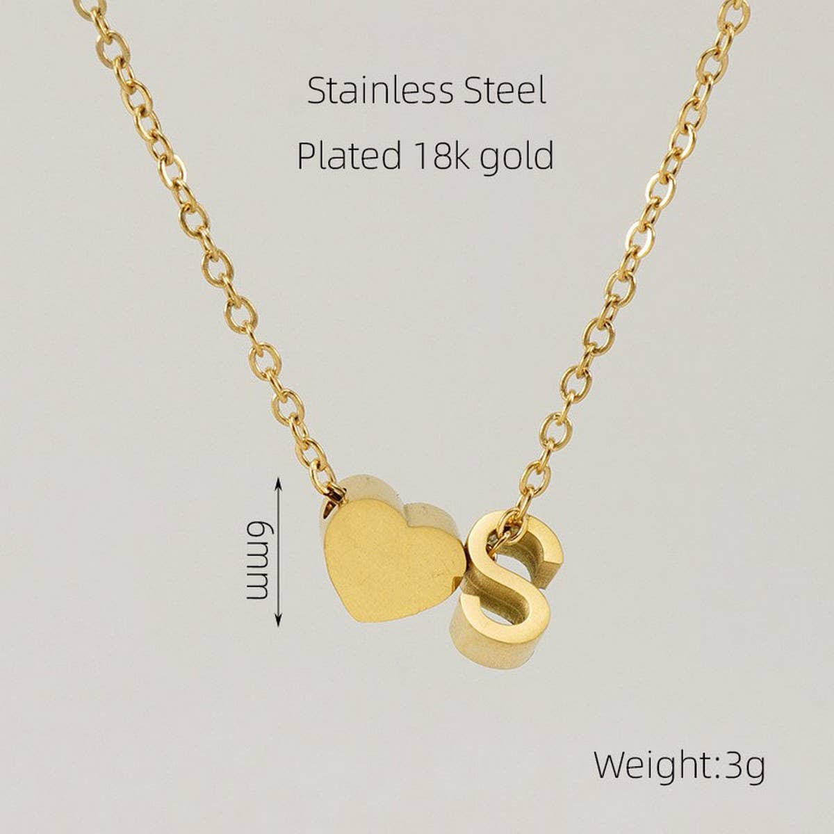 18K GOLD HEART LETTER PENDANT NECKLACE_CWAJE0692