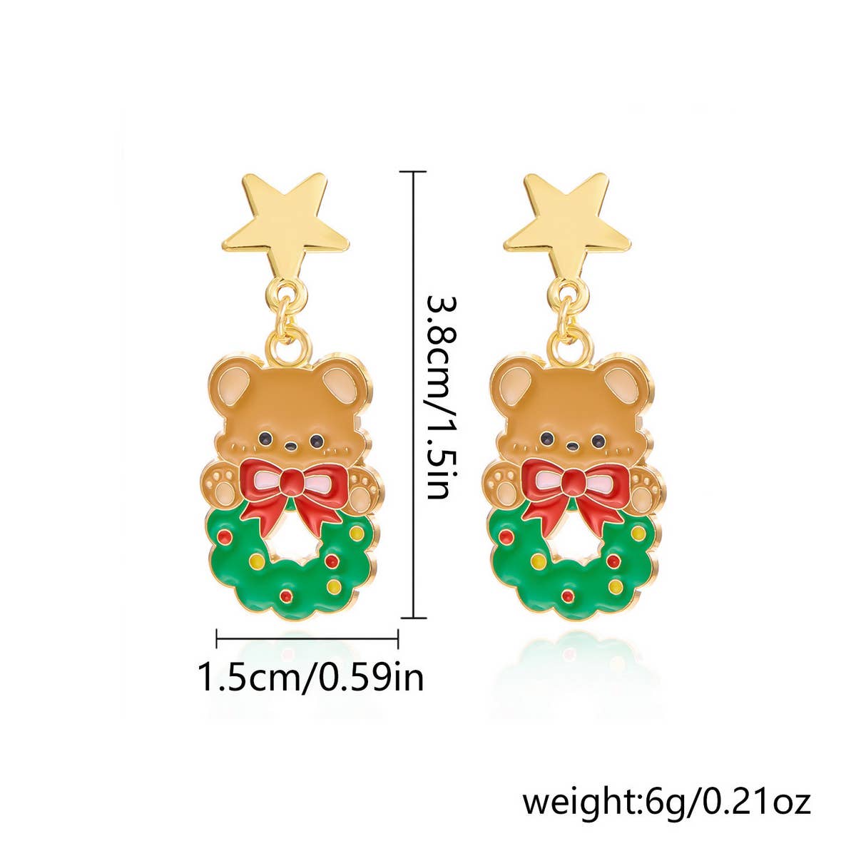 ASYMMETRIC OIL PAINTED CHRISTMAS EARRINGS_CWAJE2391