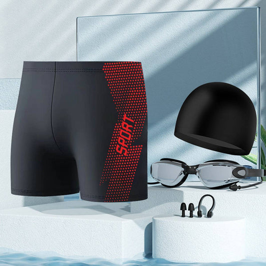 Men's Plus Size High Waist Swim Trunks