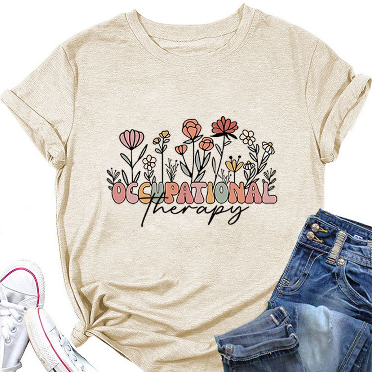 Casual Crew Neck Tee ??Occupational Therapy Theme_CWTTS1531