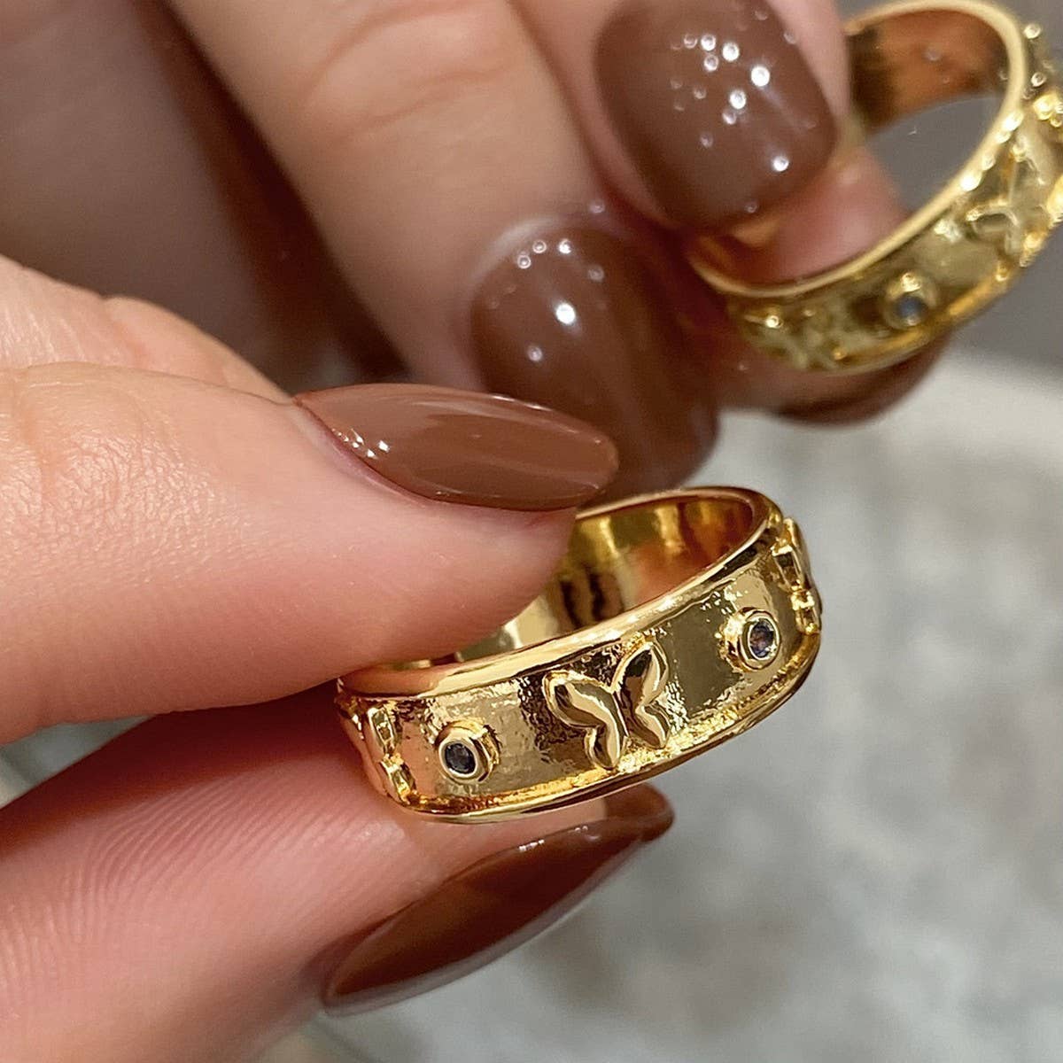 WOMEN'S 3D BUTTERFLY MICRO-INLAID ZIRCONIA RING