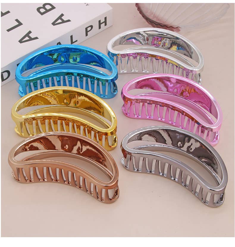 Metallic simple fashion half round hair claw