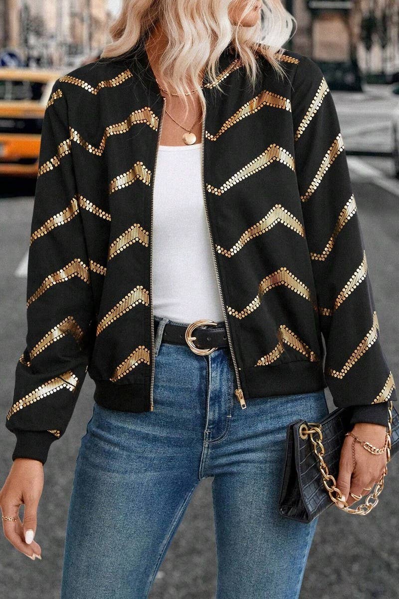 CWOCO1136_GOLD-STAMPED ZIP-UP BOMBER JACKET