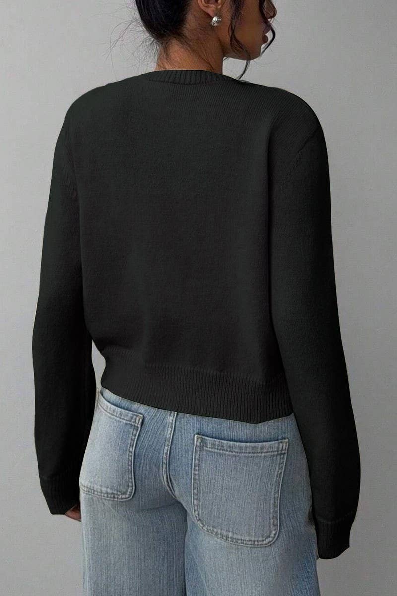 CWOCAL00688_LIGHTWEIGHT CREWNECK LONG SLEEVE BUTTON CARDIGA