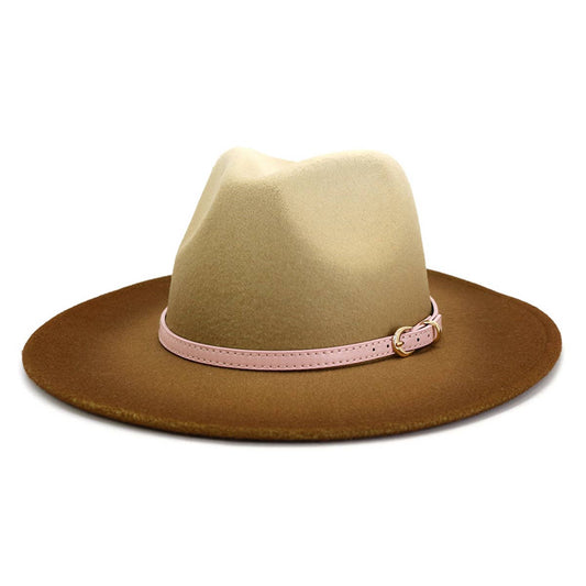 WOMEN MINIMALIST WARM COLOR MATCHING PANAMA HAT_CWAH0713