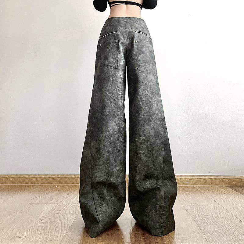 Street fashion high-waisted loose wide-leg pants