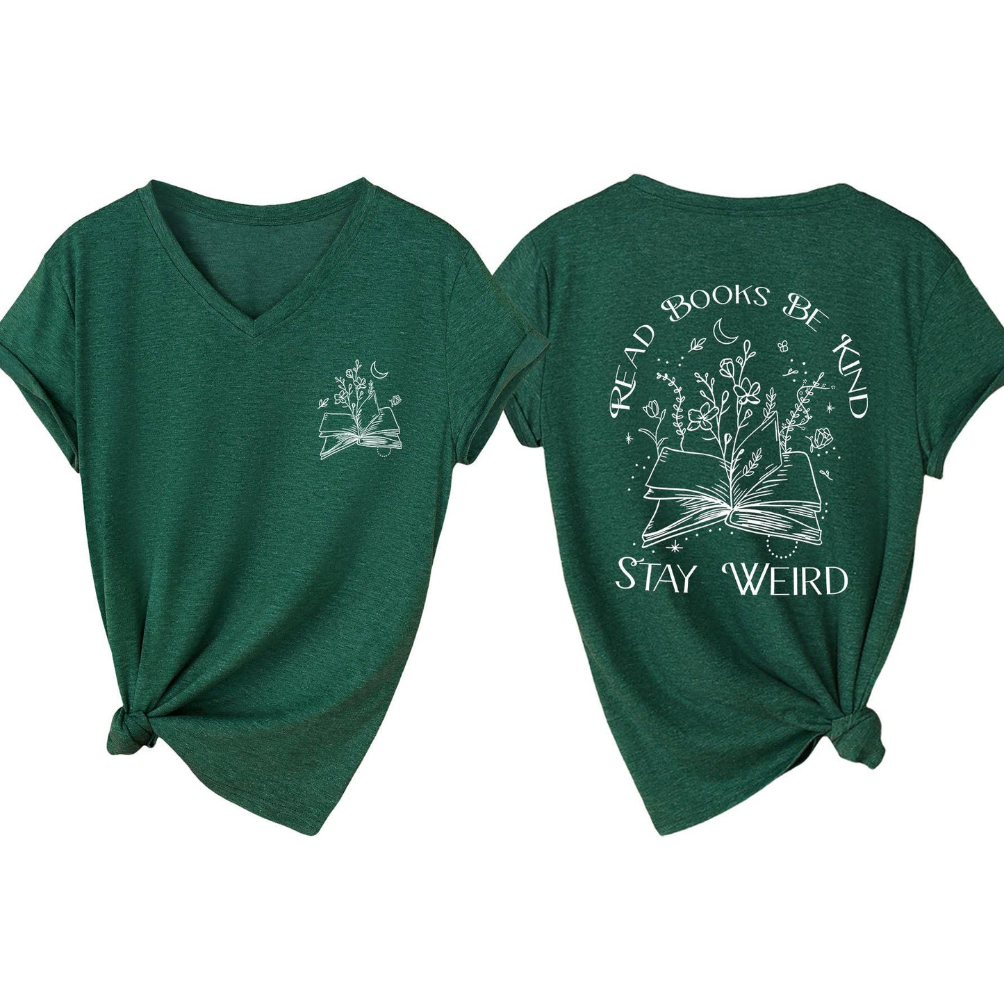 V-neck short-sleeved double-sided printed Top