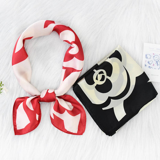 Floral Satin Scarf for Commuting & Sun Protection