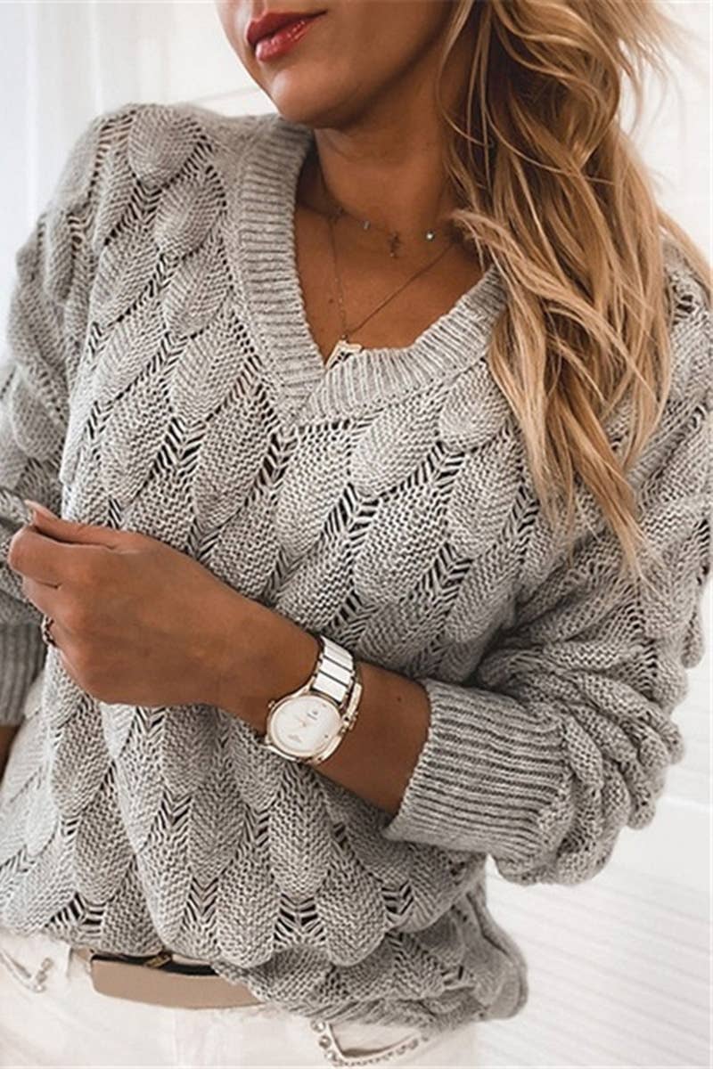 CWOSWL0715_Long Sleeve V-Neck Pullover Sweater