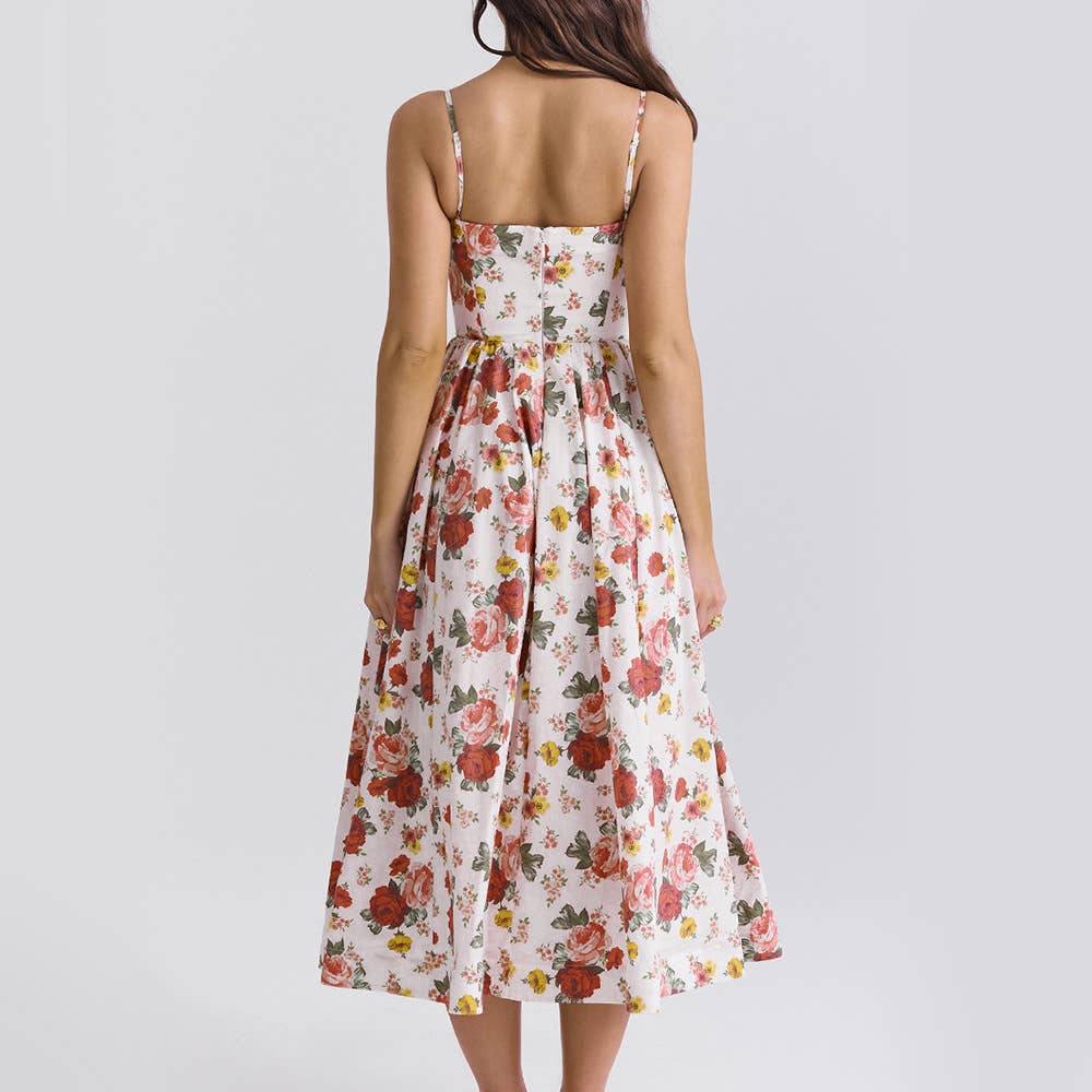 Printed backless sexy long halter dress
