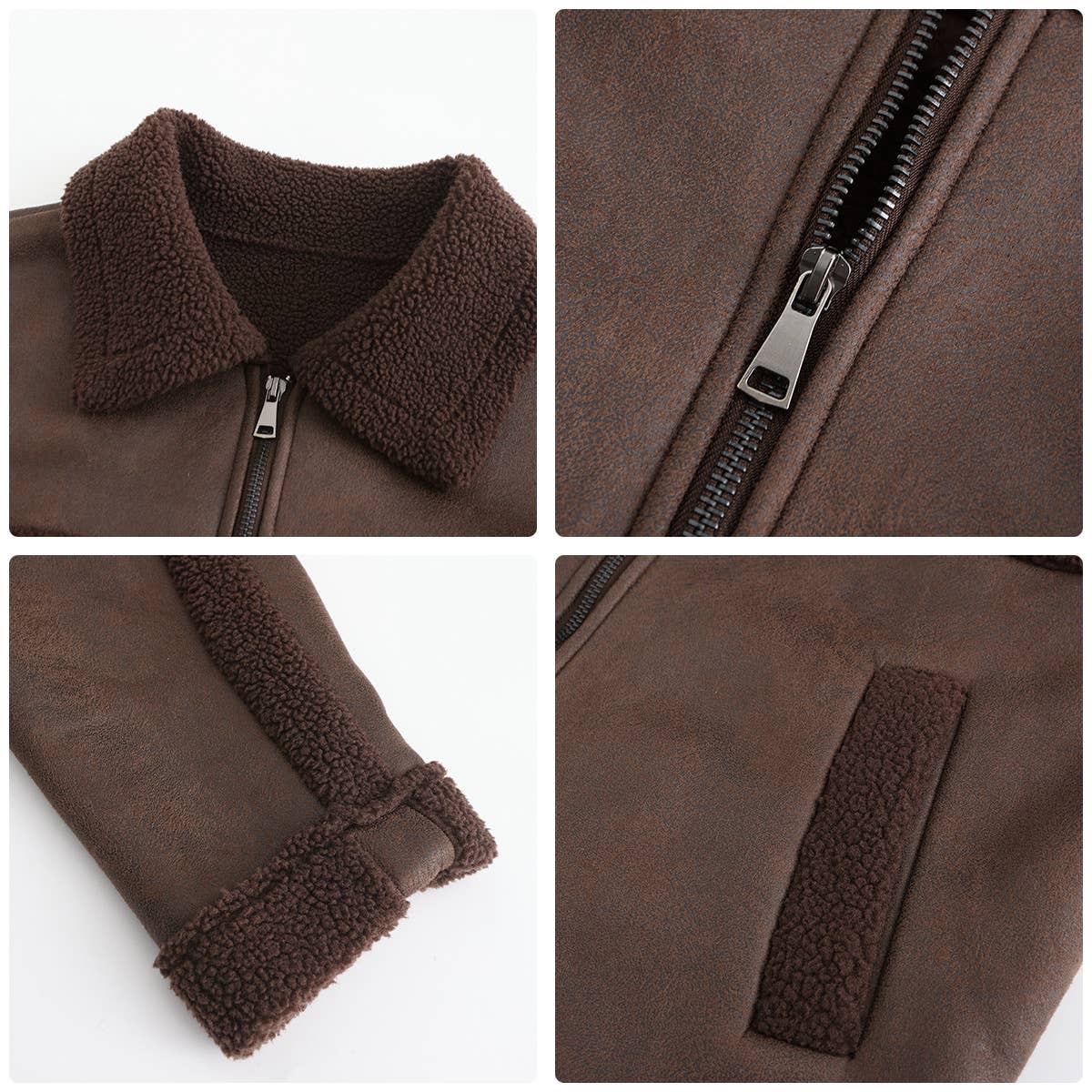 STYLISH WARM FUR COAT WITH FLEECE LAPEL