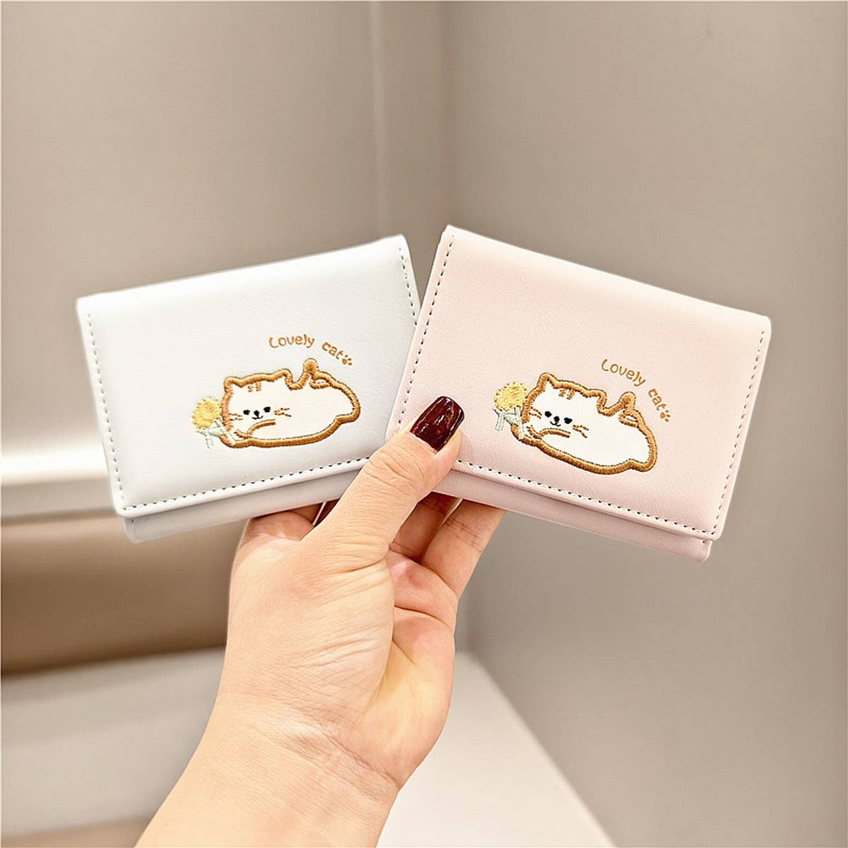 CARTOON CUTE CAT EMBROIDERY MINI WALLET_CWAB2624