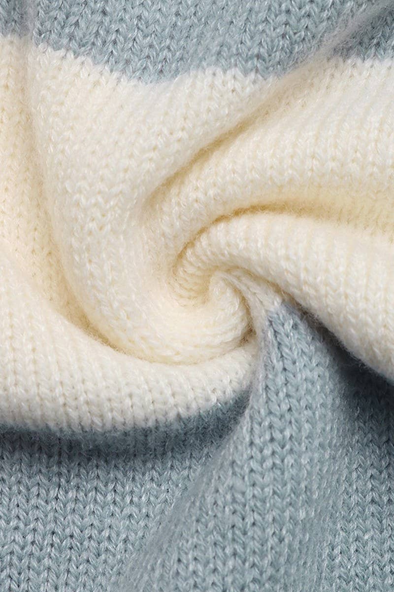 CWOCAL00595_STRIPE COLORBLOCK ZIP HOODIE CARDIGAN SWEATER