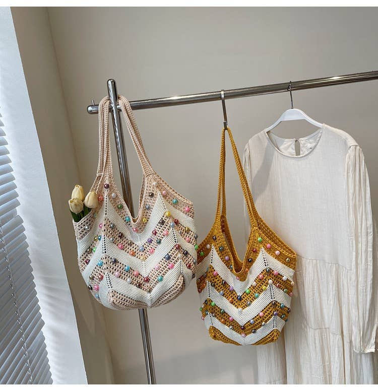 Pearl hollowed-out large-capacity underarm bag