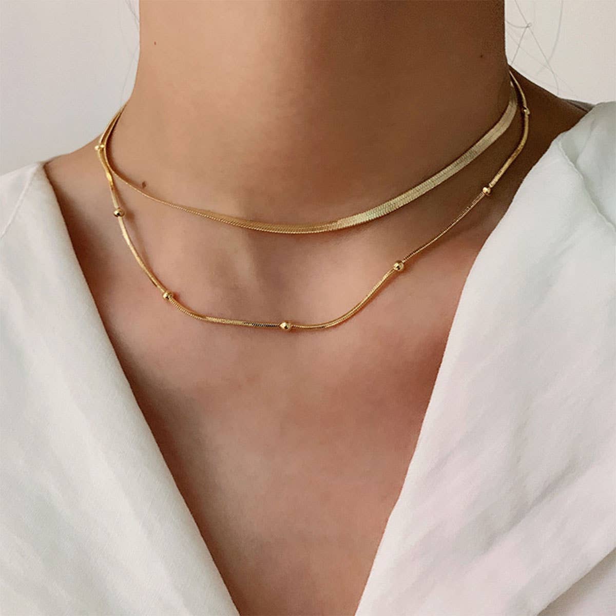 MULTILAYER GOLD PLATE STAINLESS STEEL NECKLACE