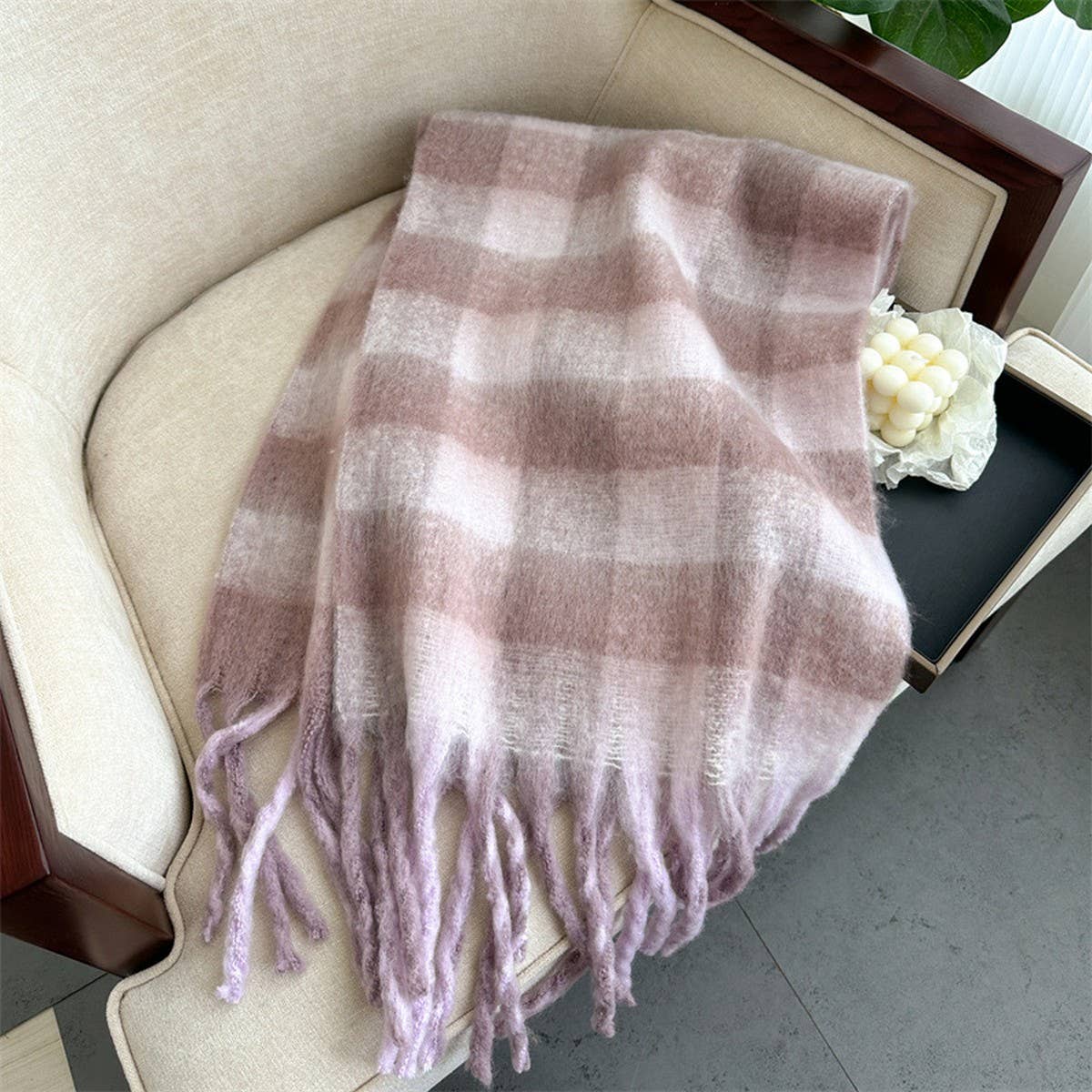 Plaid Winter Scarf Shawl - Thick Soft Unisex Wrap_CWASC0964