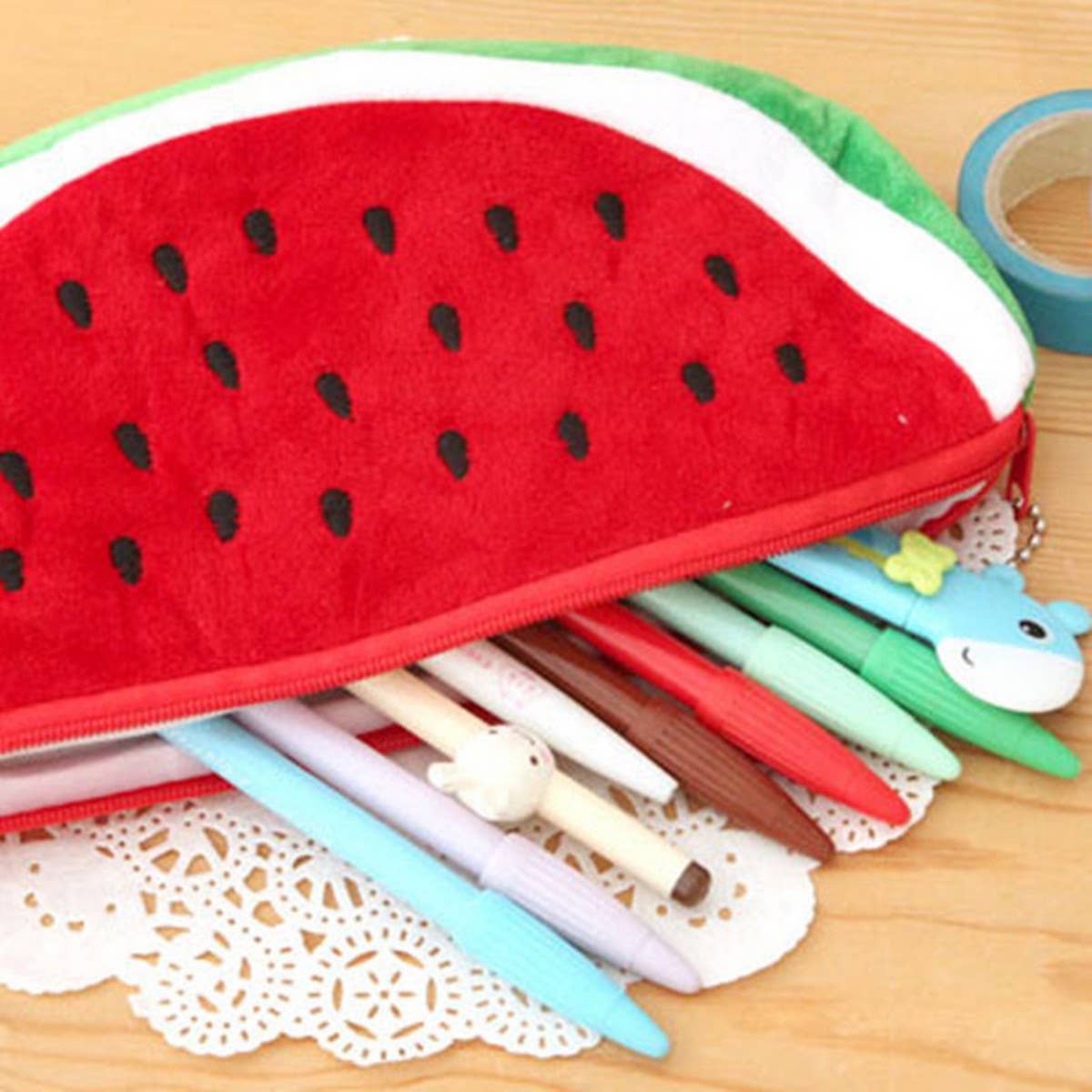 FRUIT WATERMELON SHAPED LARGE PENCIL CASE