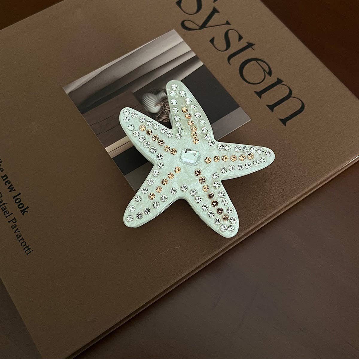 Pink Starfish Acetate Clip with Rhinestones_CWAHA5828