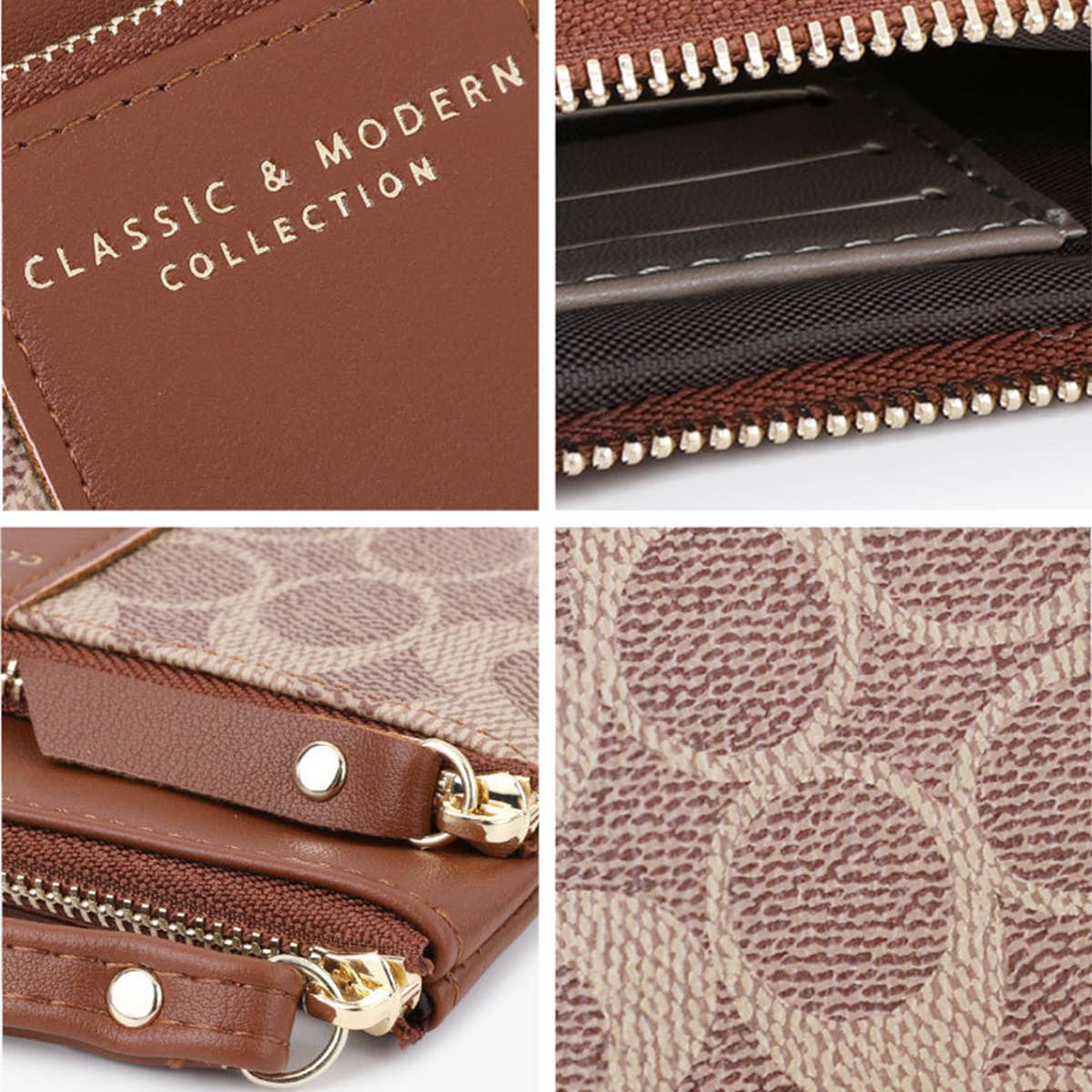 RETRO PRINTED LARGE CAPACITY ZIPPERED WALLET_CWAB1658