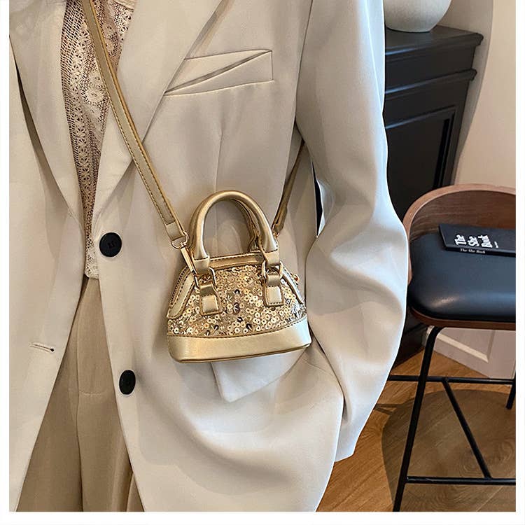 Mini sequin versatile crossbody shell bag