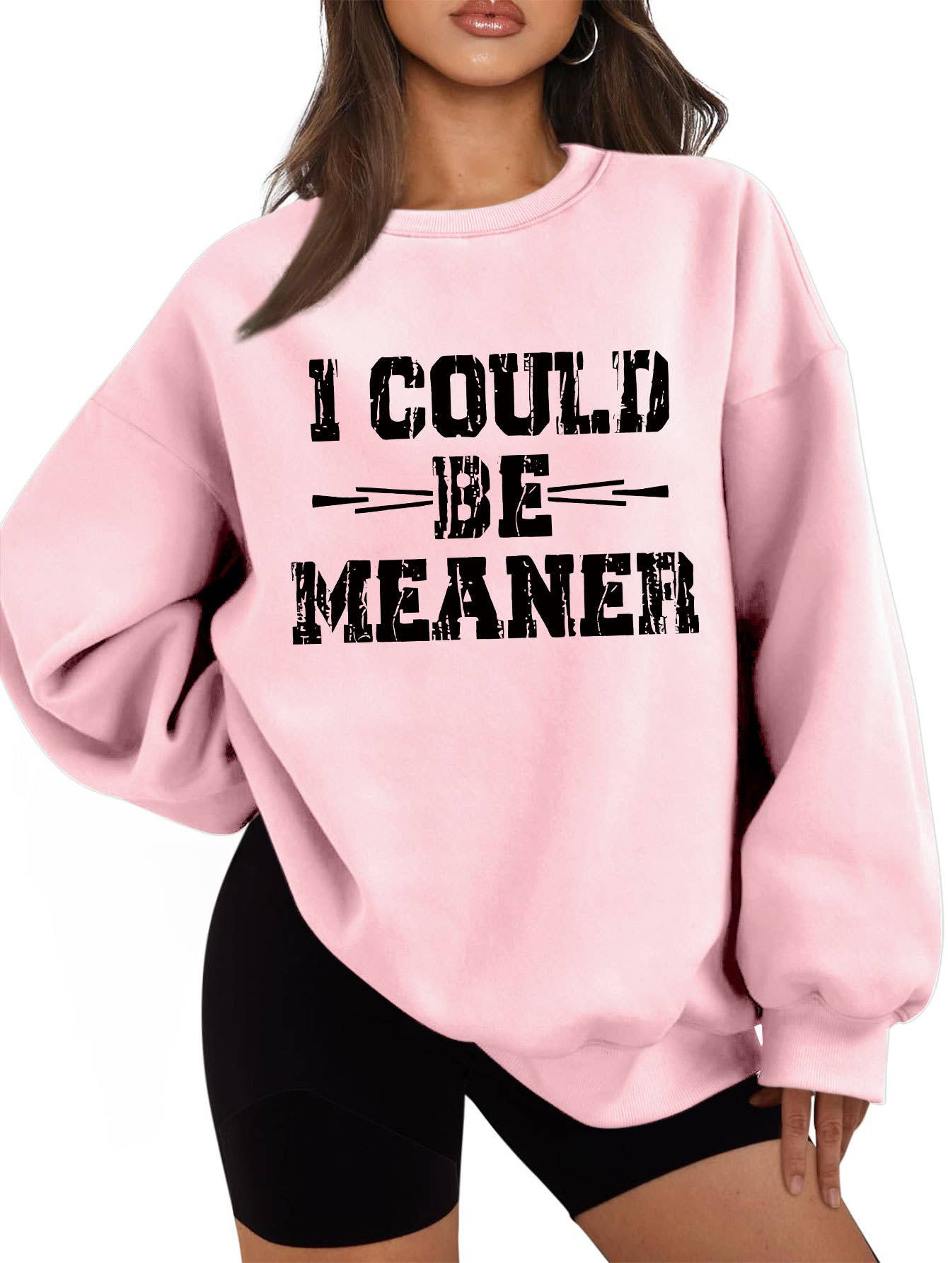 I could be meaner printed thickened warm hoodie