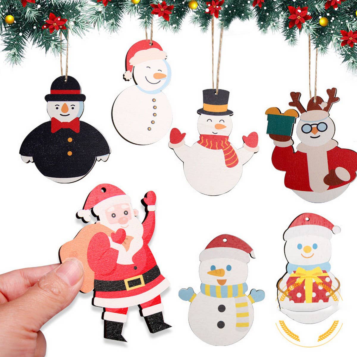 CWMM9156_WOODEN CHRISTMAS CARVING CREATIVE ORNAMENTS