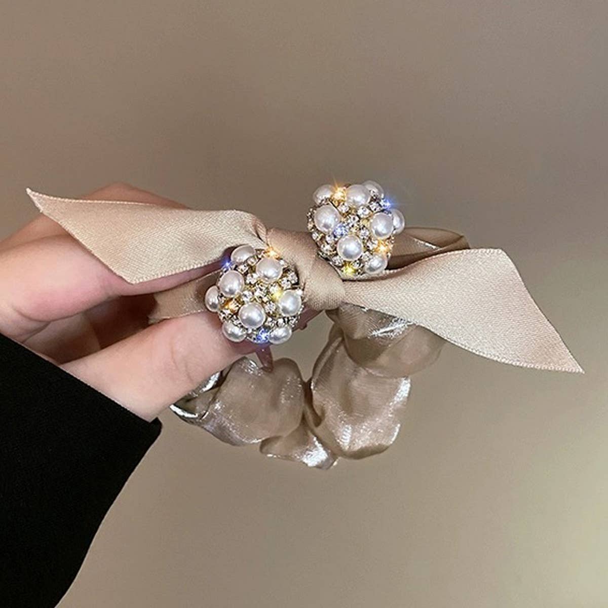 FASHION RHINESTONE PEARL BOW HAIR TIES_CWAHA0505