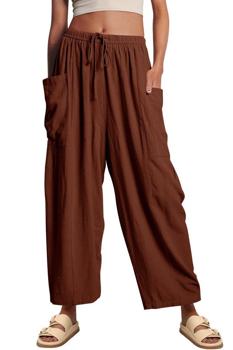 CWBLP01065_2025 SPRING FALL STRIPED ELASTIC WAIST PANTS