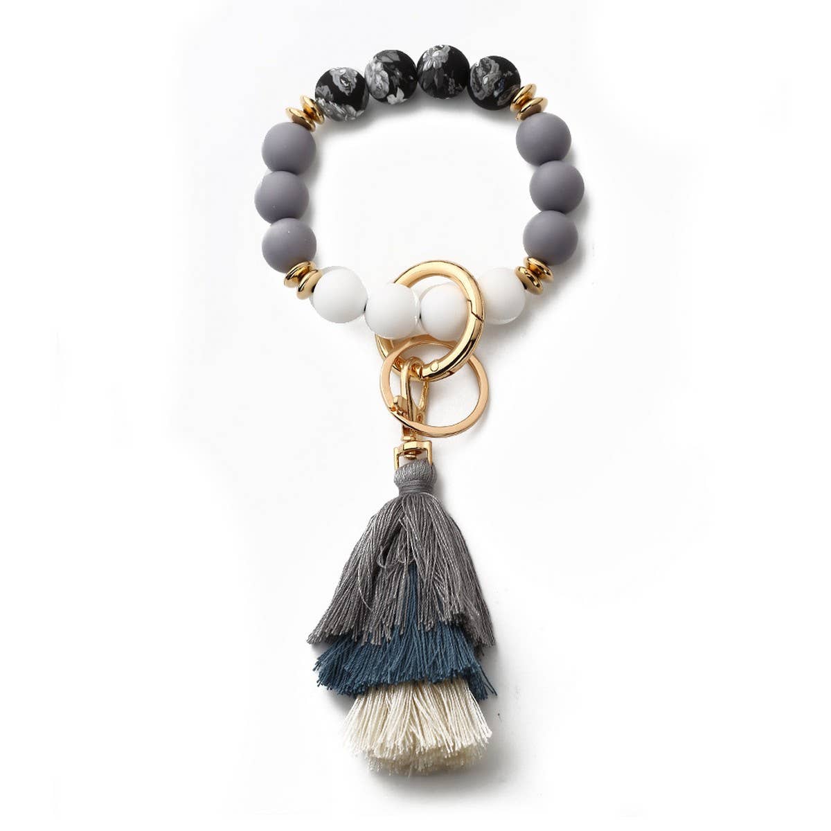 Bohemian Tassel Silicone Bead Bracelet with Prints_CWAB5019