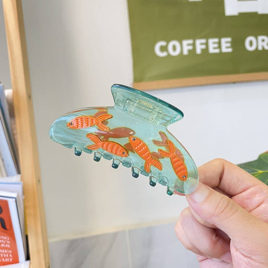 Clear Acetate Fish Hair Claw - Cute INS Style Clip_CWAHA0557