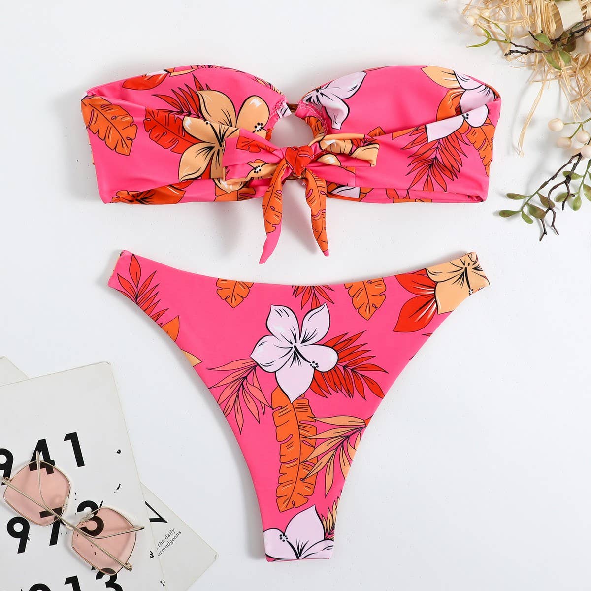 STRAPLESS BIKINI SET - SEXY PRINTED SWIMSUIT_CWMW0906